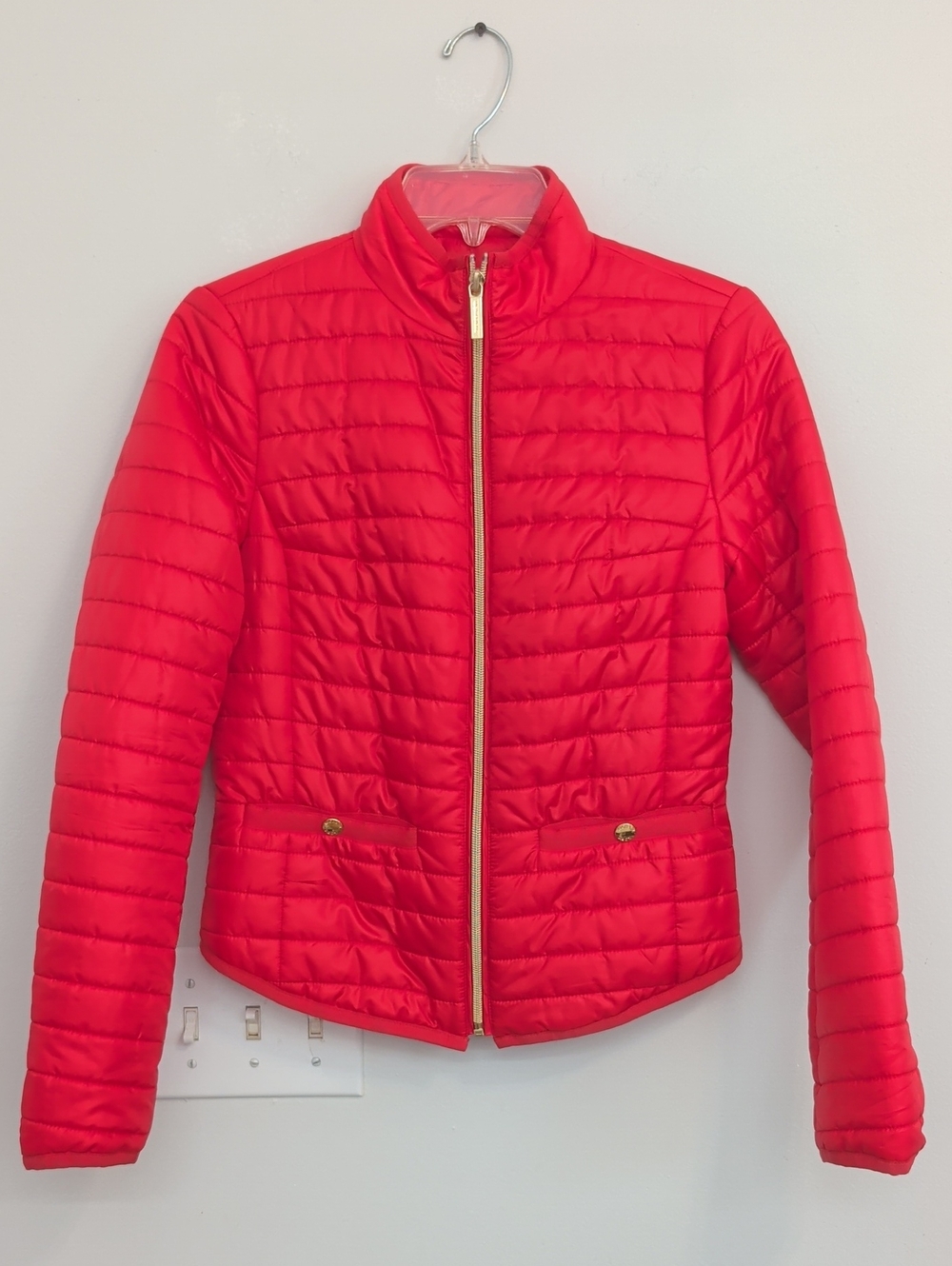 Michael Kors Quilted Red Lightweight Puffer Jacket Size XS